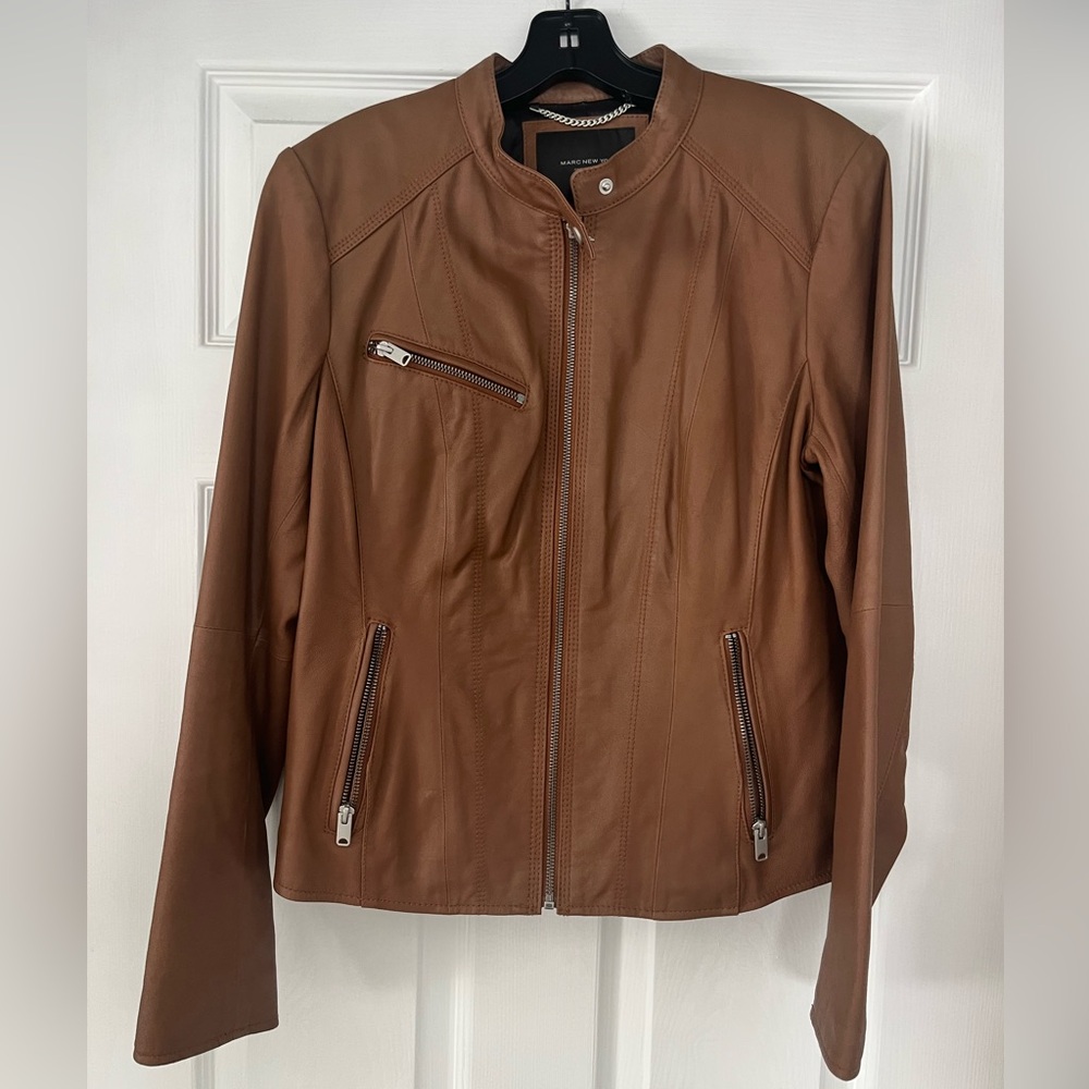 Marc New York by Andrew Marc Tan Leather Jacket Size Large - Picture 4 of 7